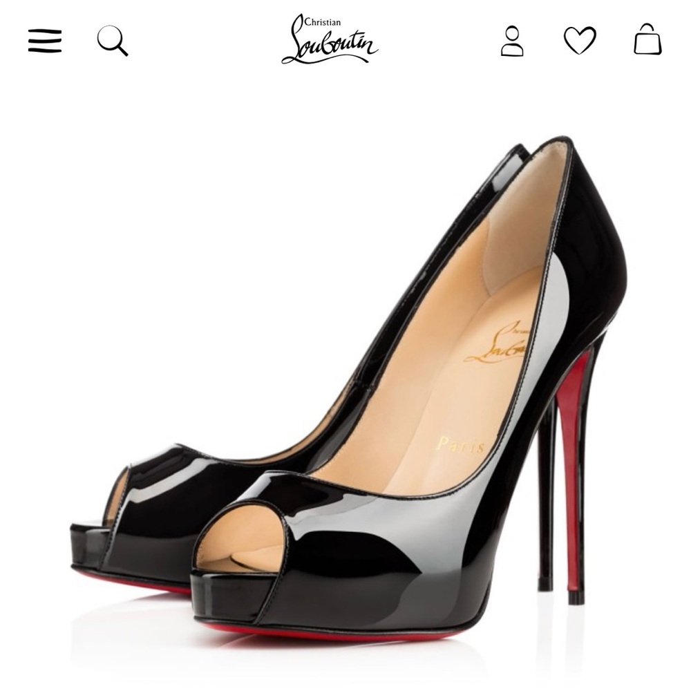 Christian Louboutin Glossy Black Peep Toe Heels